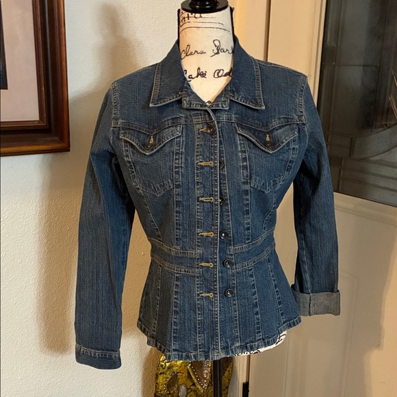 Axcess Blue Button Down Jean Jacket - Picture 2 of 14